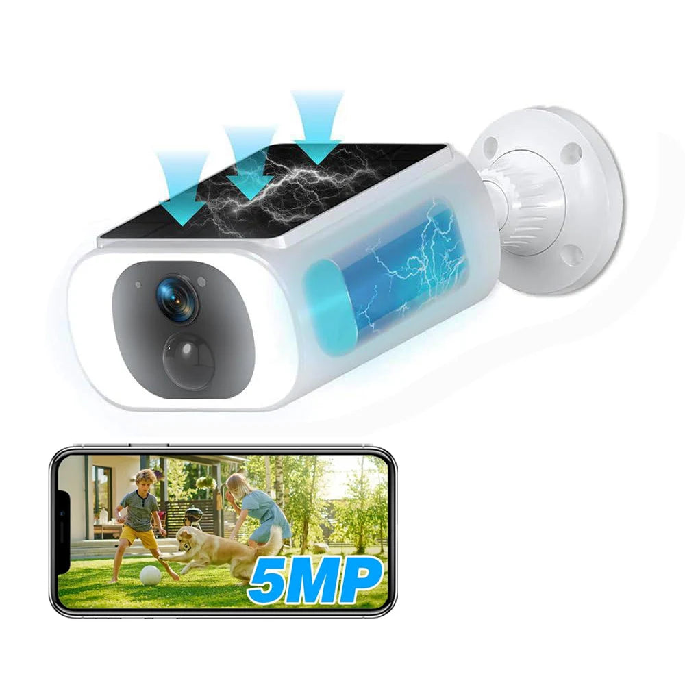 ANRAN 5MP Solar Security Camera Outdoor,Wireless Battery Powered WiFi Camera Home,Color Night Vision, 2-Way Audio, Siren Alarm