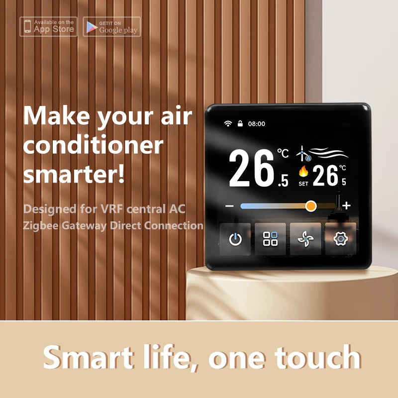 2025 4 Inch Smart Home Automation Central air Conditioning Thermostat Fluorine Machine Controller Fan Coil Touch Screen