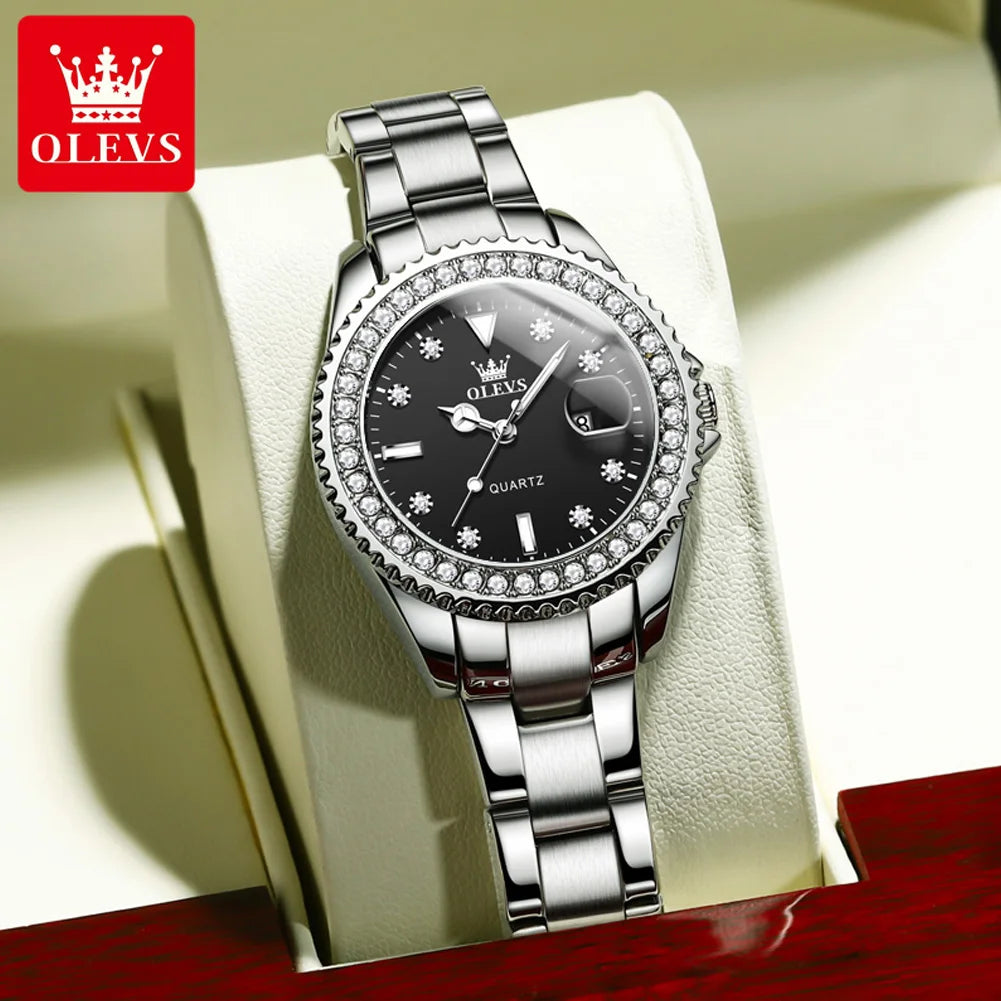 OLEVS Women's Watches Top Brand Original Quartz Ladies Waterproof Date New Arrival Luxury Diamond Wristwatch 9945