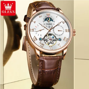 OLEVS 7009 New Moonswatch Mechanical Watch for Men Waterproof Automatic Man Hand Clock Calendar Fashion Business Men's Watches