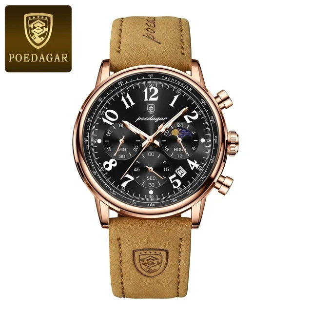 2026 New POEDAGAR 808 Luxury Men Clock Waterproof Luminous Chronograph Men's Watches Quartz Nylon Leather Sports Watches for Men