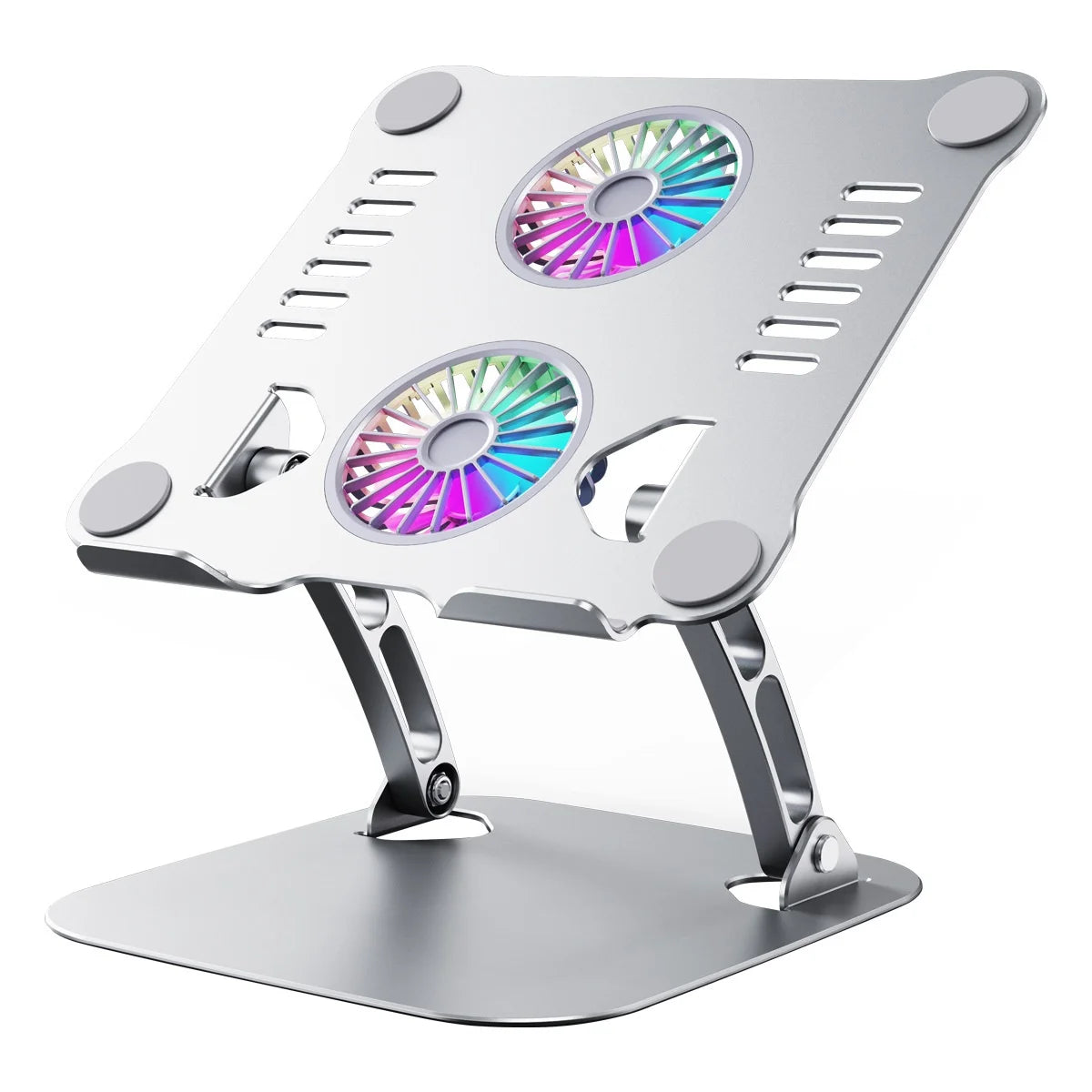 Wholesale Dual Fan Aluminum Alloy Ergonomic  Laptop Stands with Fan Adjustable Foldable Portable  Metal Tablet Cooling Stand