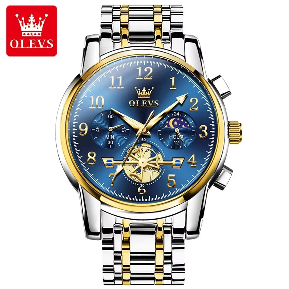 OLEVS 2900 Men's Watches Business Top Luxury Quartz Men Stainless Steel Strap Waterproof Luminous Hands Wristwatch Reloj Hombre