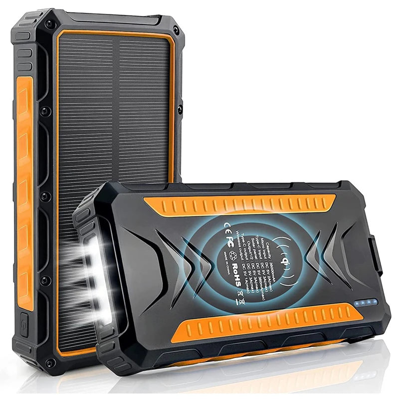 Wholesale OEM ODM Custom Solar Charger Power Bank Wireless Emergency Outdoor Camping 20000mAh Solar Power Bank for Mobile Phones