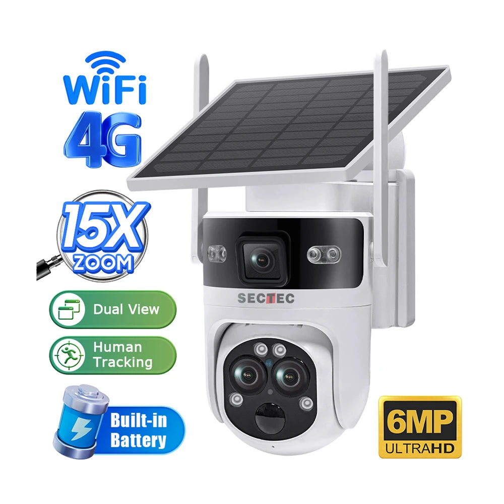 15X Zoom HD 6MP IP Security Outdoor CCTV PIR Human Detection Wireless PTZ Camera Solar Powered Cctv Camera Solar Network Camera