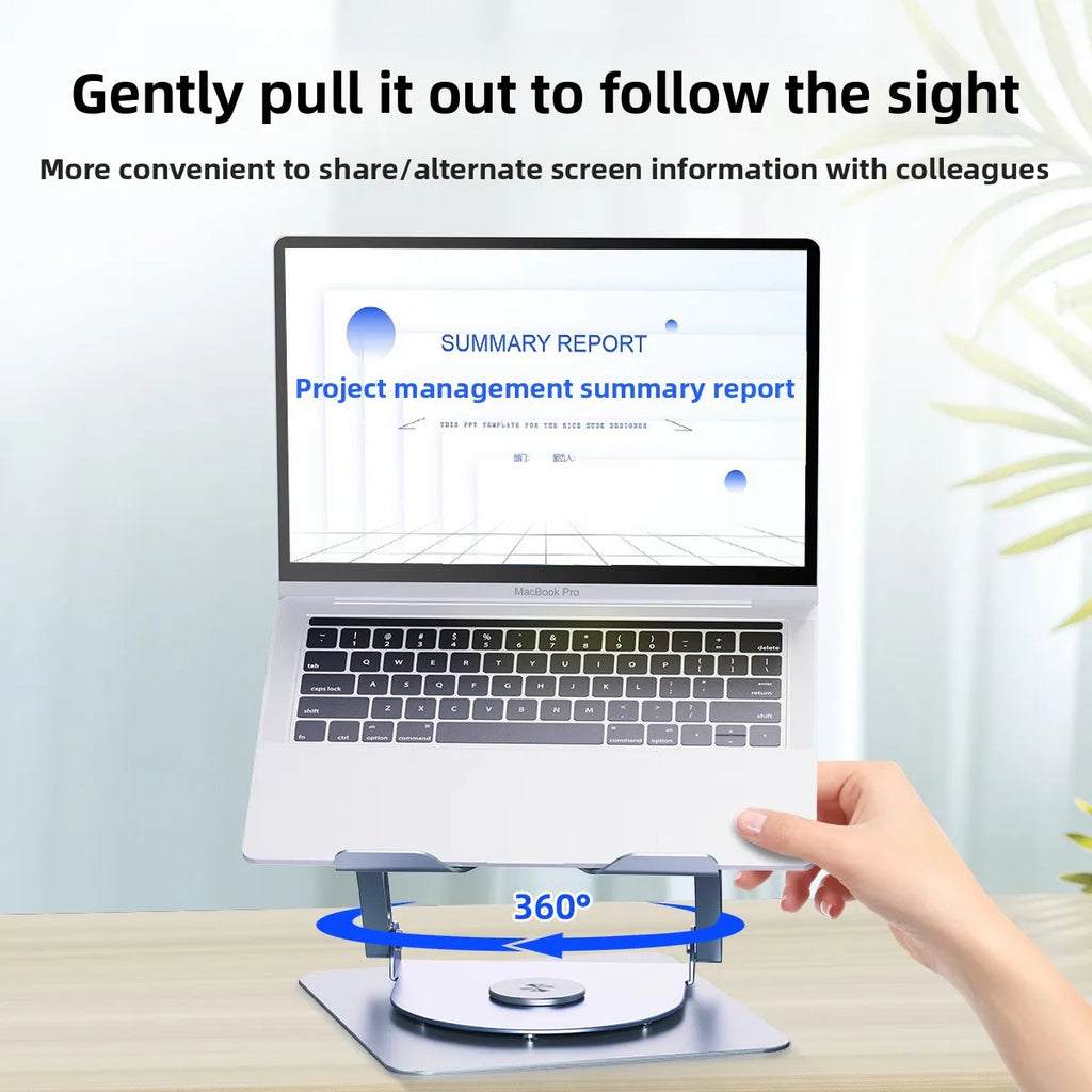 360-Degree Rotating Laptop Stand Adjustable Foldable Aluminum Alloy Desktop Fan Cool Metal Tablet PC Stands for Office School