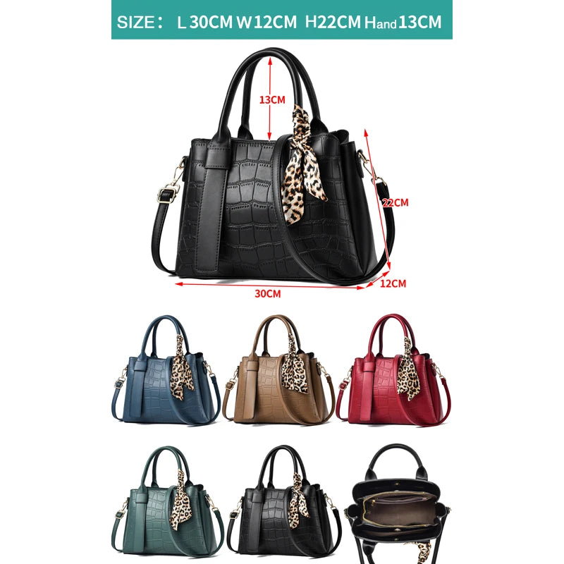 New  Adornment Crocodile Grain Large Capacity PU Leather Practical Women Handbags One Shoulder Cross Body Bag Wholesale