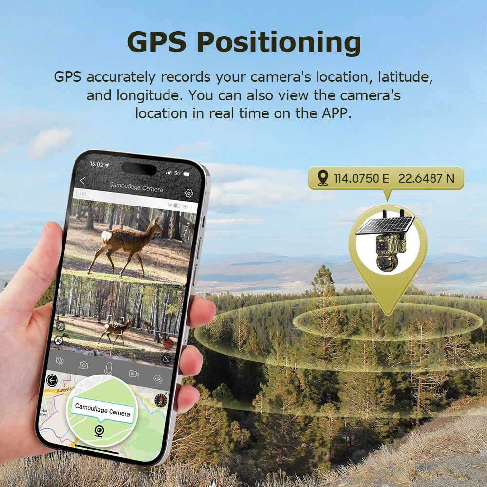 SECTEC 4G Camouflage 3K 6MP Dual Lens Dual View Solar Camera Solar Battery PTZ Camera GPS TravkingTrail Hunting Solar Camera