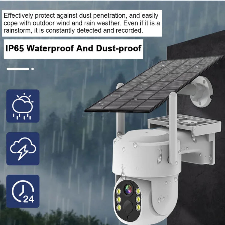 Rscamtom 4MP Solar Power Two Way Audio PTZ Camera Wifi NVR System 4CH Solar Lcd Monitor Cctv Kit Wireless Security Camera