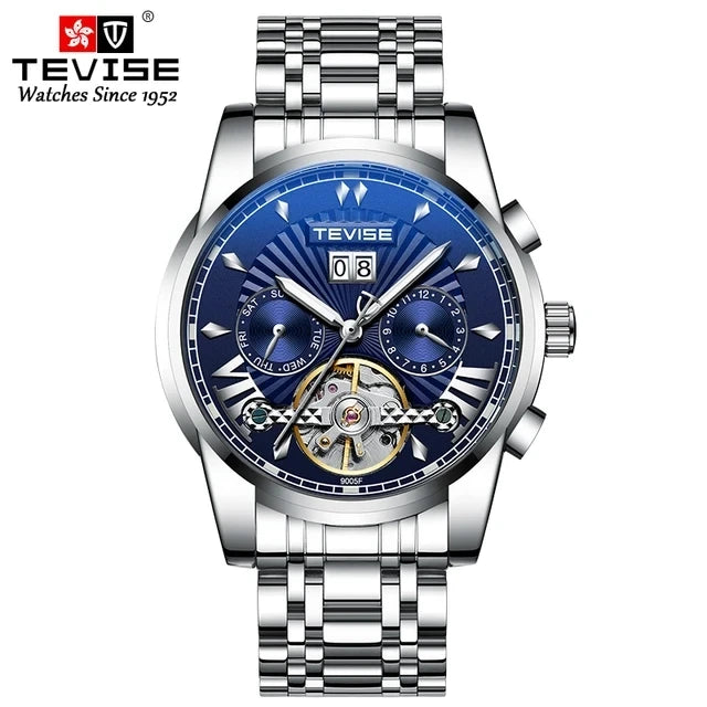 TEVISE T9005F 9005F Elegant Fashion Waterproof Stainless Steel Strap Mechanical Hollow Luminous Function Automatic Men's Watches