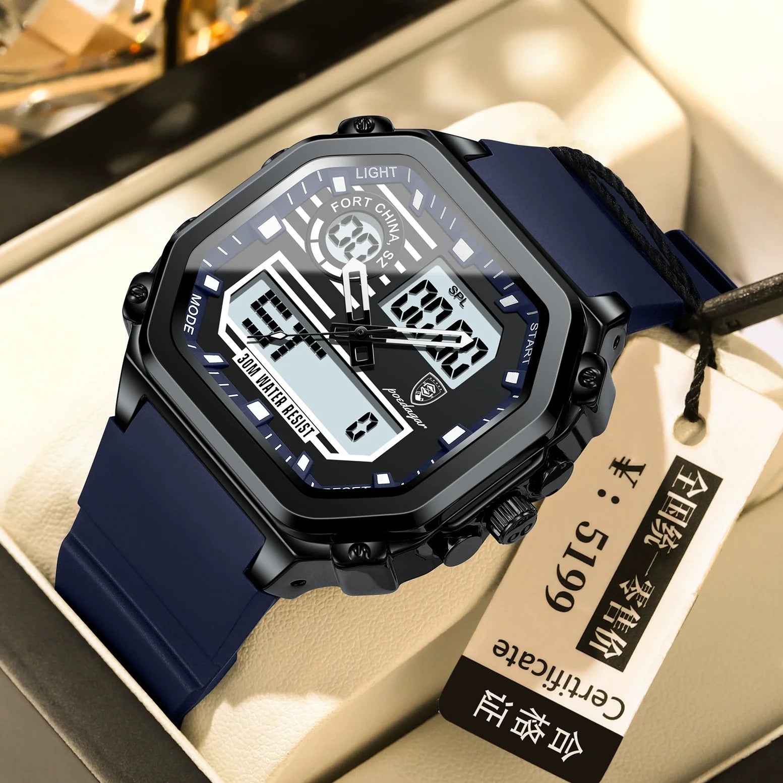 POEDAGAR 993 Sports LED Men Watch Waterproof Luminous Square Man Wristwatch Silicone Strap Electronic Quartz Men's Watches