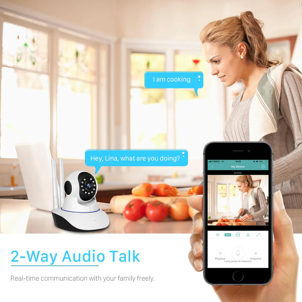 PTZ IP Camera  Home Security Indoor Wireless Baby Monitor HD 1080P Rotating 360 Degree Smart WiFi 3 Antennas