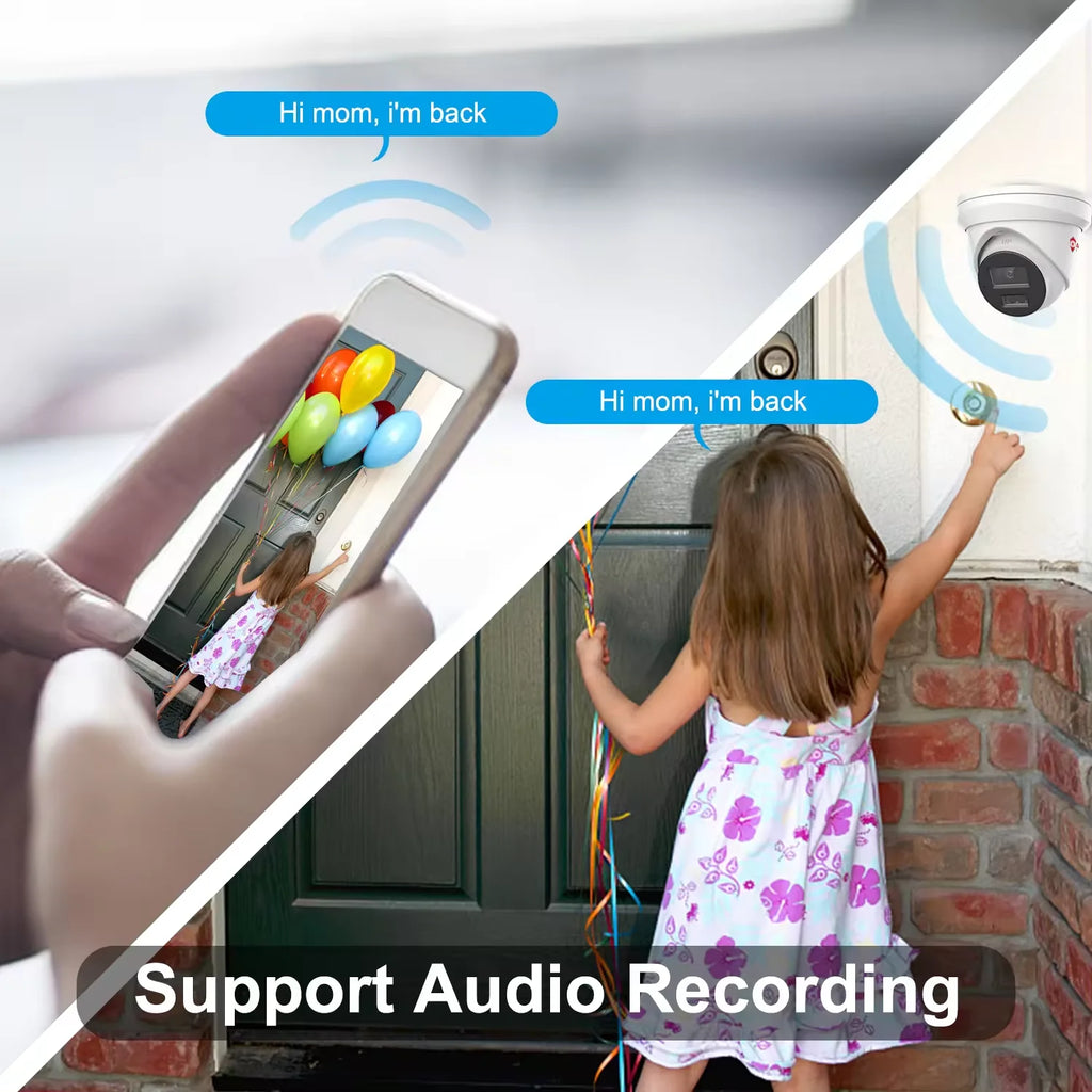 US shipment 4k turret smart camera dual-light human/vehicle detection built in mic poe ip camera h.265+ security camera