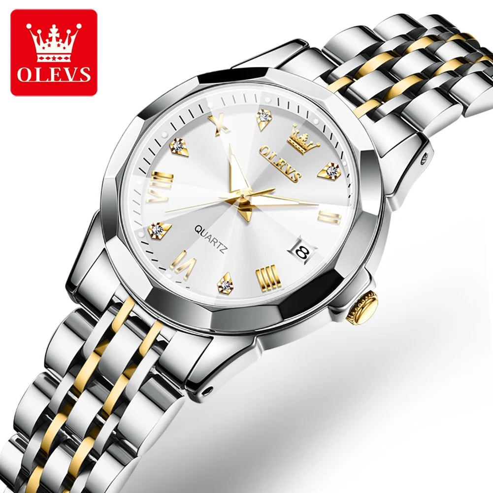OLEVS 9931 Top Brand Women's Watches Elegant Rhombus Mirror Original Quartz Smart Ladies Wristwatch Stainless Steel Waterproof