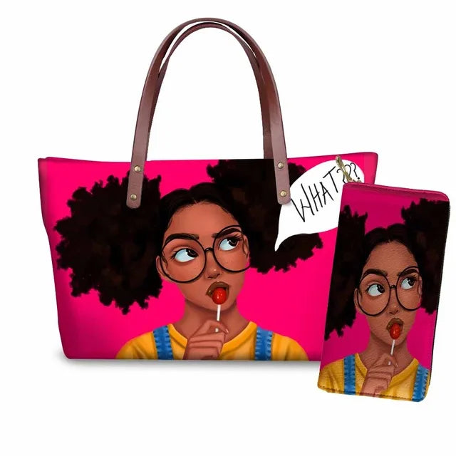 Young Ladies Handbags Black Art American African Girls Printed Popular Hand Bags Women Handbags Lady Fashion Designers Handbags