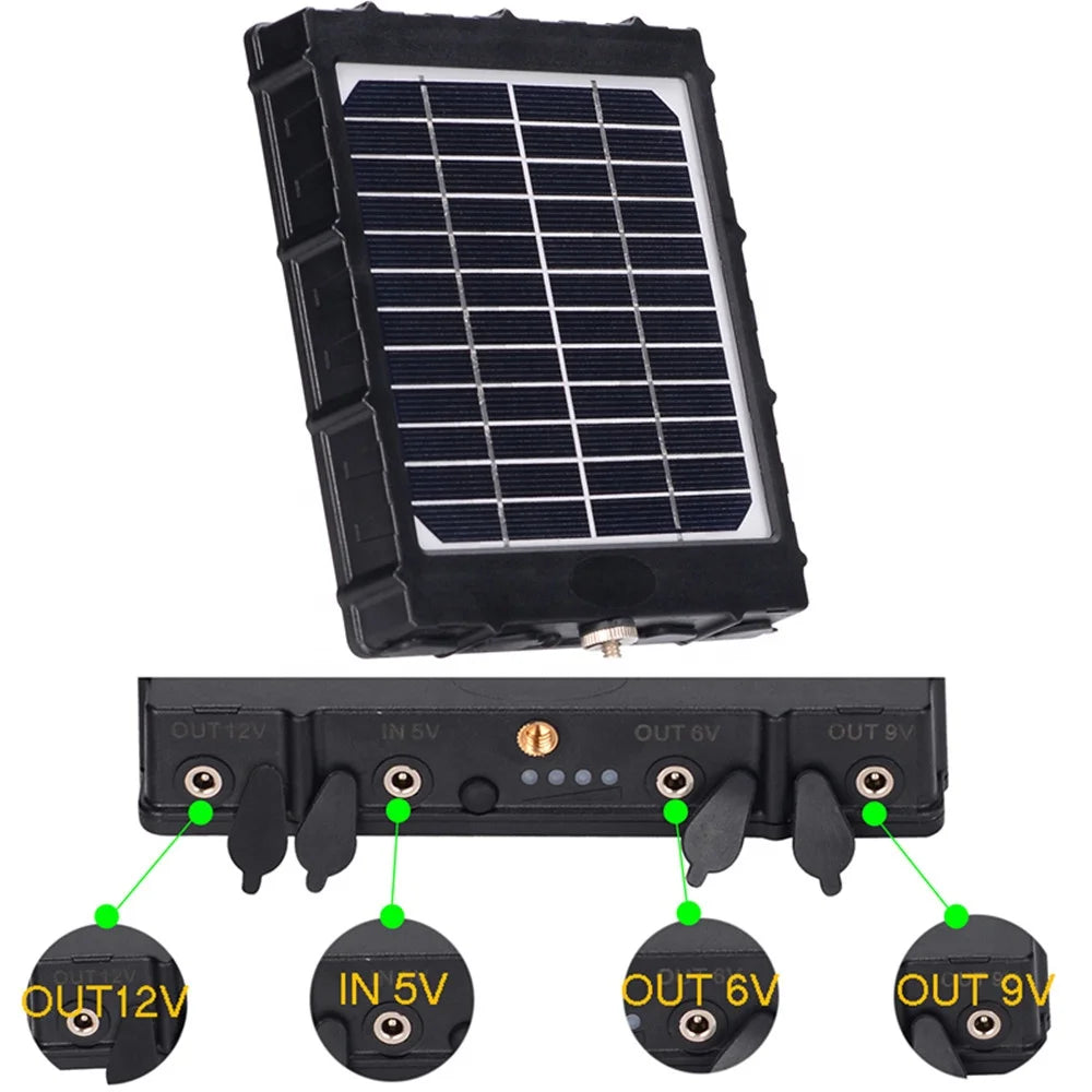 Top Rated Portable 6V 9V 12V Output Trail Camera Solar Panel Charger Kits 3W 5V for Hunting Camera With 8000MAH Built in Battery