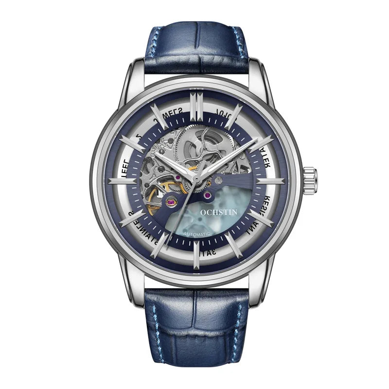 OCHSTIN 7010A GA7010A Hollow Out Wristwatch Waterproof Fashion Men's Watches Mechanical Automatic Genuine Leather Business Clock