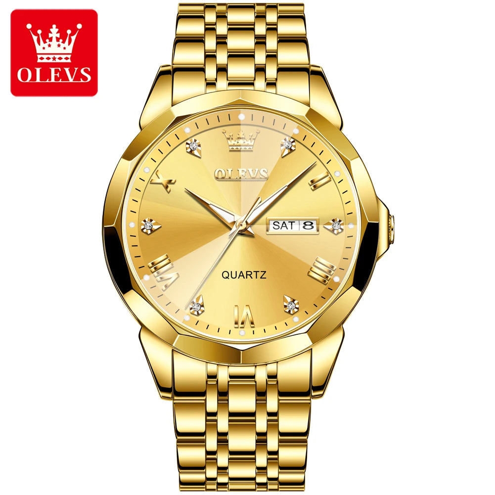 Hot OLEVS 9931 Men's Watches Rhombus Mirror Original Quartz Watch for Man Waterproof Luminous Stainless Steel Smartwatch Male