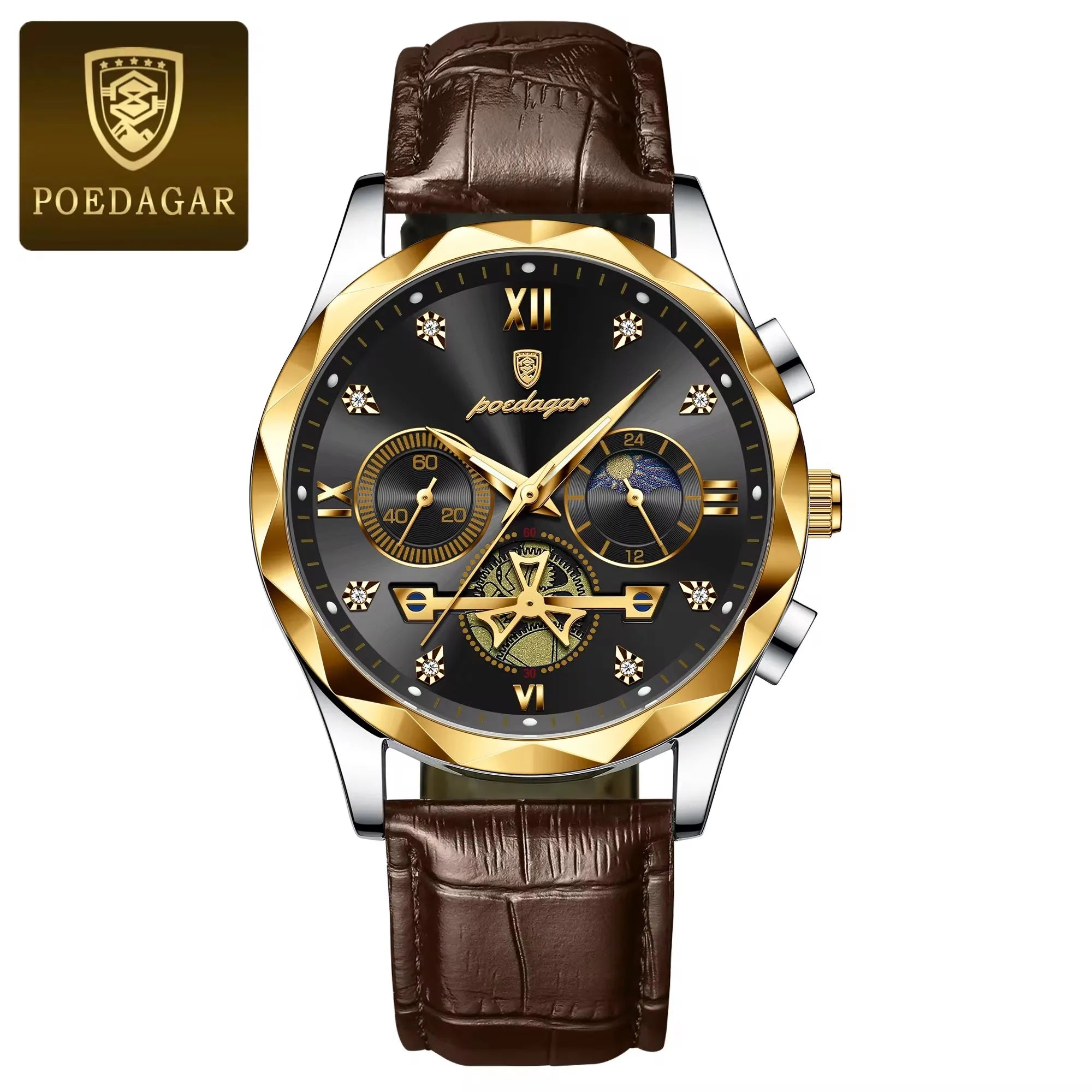 POEDAGAR 996 Luxury Business Man Wristwatch Leather Men's Watches Waterproof Luminous Male Watch for Men Quartz Clock Reloj