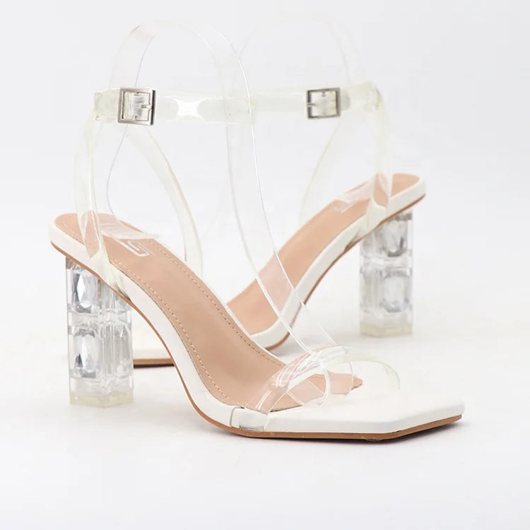 Y New Arrivals Europe the United States Crystal High Heels Shoes for Lady Female Women Pumps Heeled Sandals OEM Customized