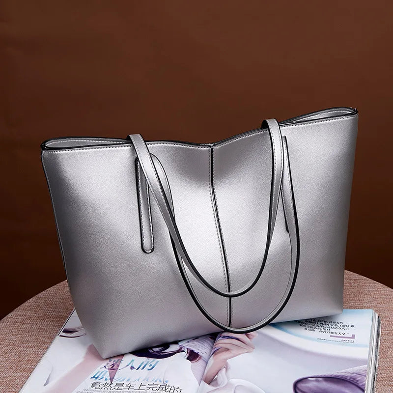 Designer New Fashion Trendy Women Luxury Big Handbag Wholesale Pu Leather Large Capacity Ladies Black Tote Hand Bag