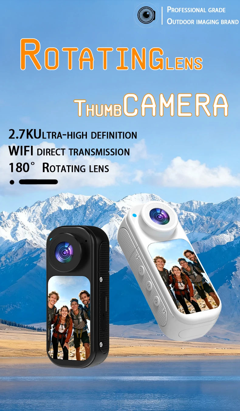 YDH-S70Pro 2026 New Thumb-Sized Action Camera 1080P 180°Rotating Waterproof Image-Stabilized Outdoor Vlog Magnetic Action Camera
