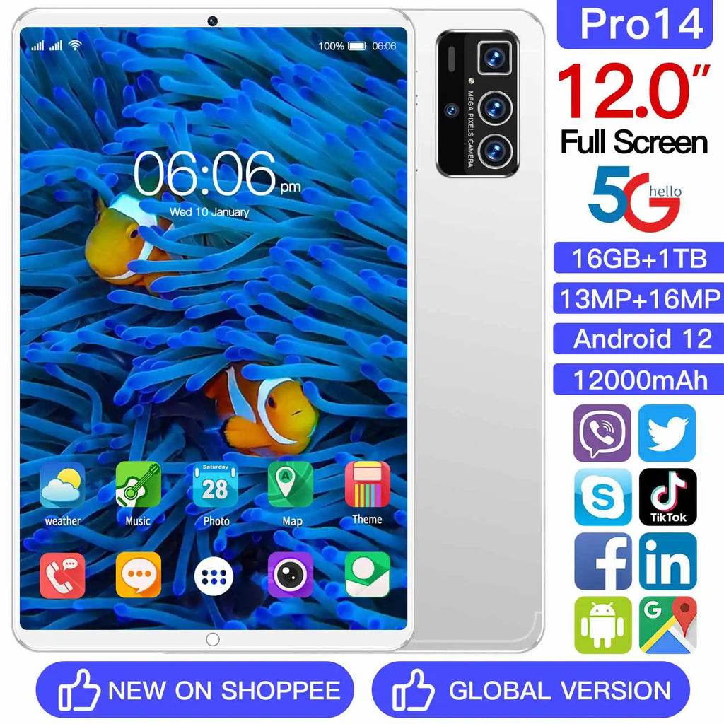 2024 Smart 4G Tablet the Ultimate Device with 16GB RAM 256GB Storage Octa Core MTK Processor Educational Use for Office Leisure