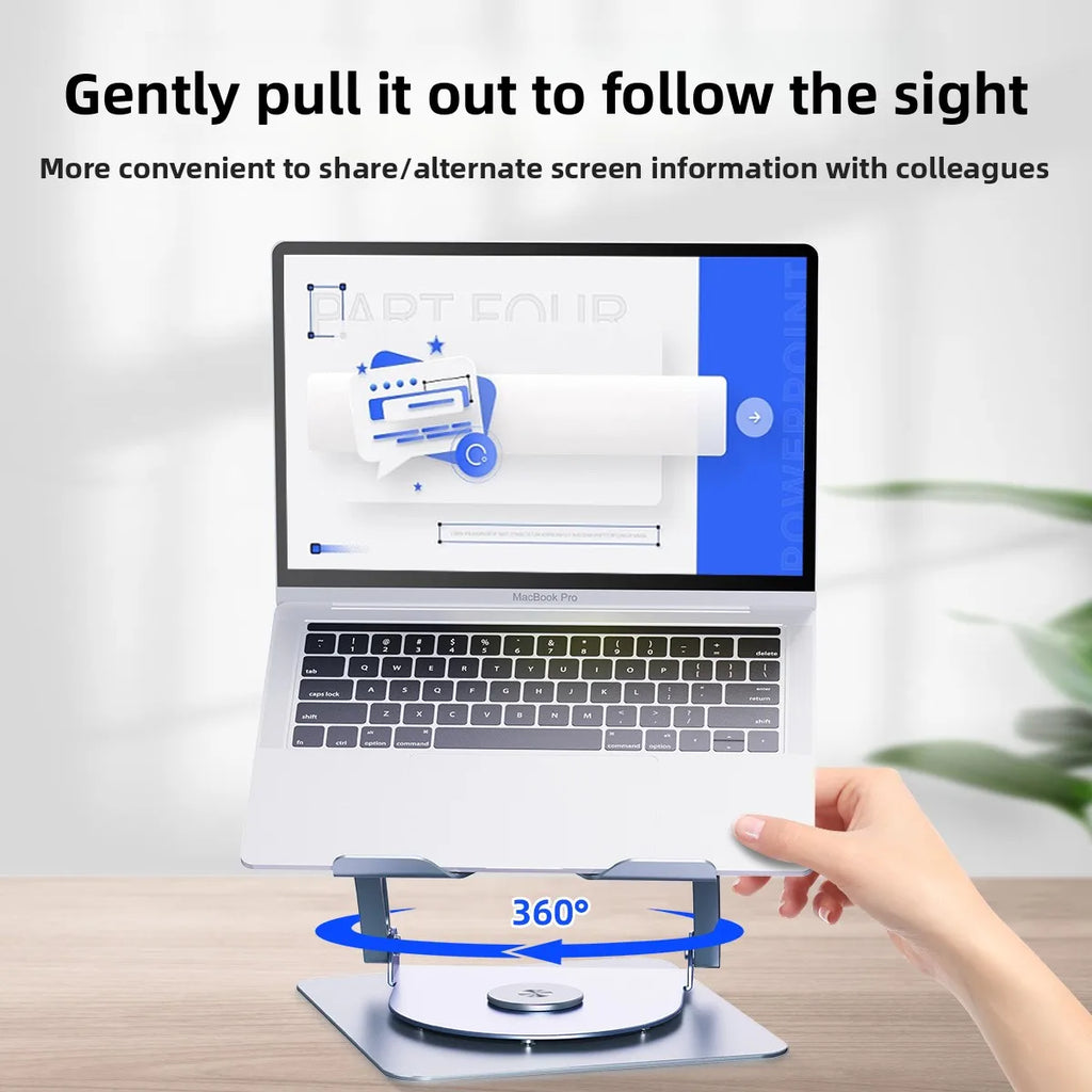 Dual-Fan 360 Rotation Aluminum Adjustable Foldable Ergonomic  Laptop Stand with Cooling Fan Desktop Tablet PC Stands Bulk Order