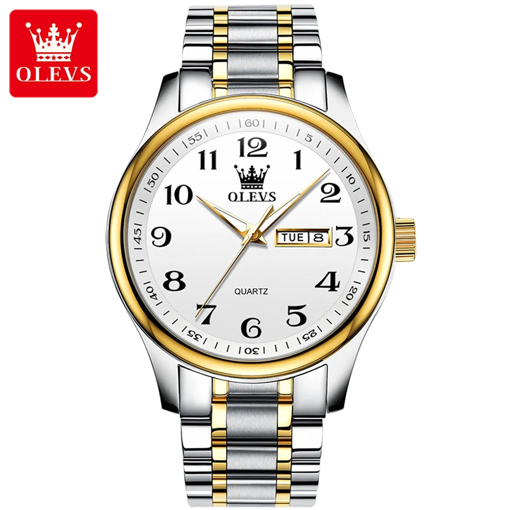 New Olevs 5567 Luxury Fashion Men's Watches Lover's Business and Simple Couple Relojes Watches Women Quartz Watch for Men Ladies