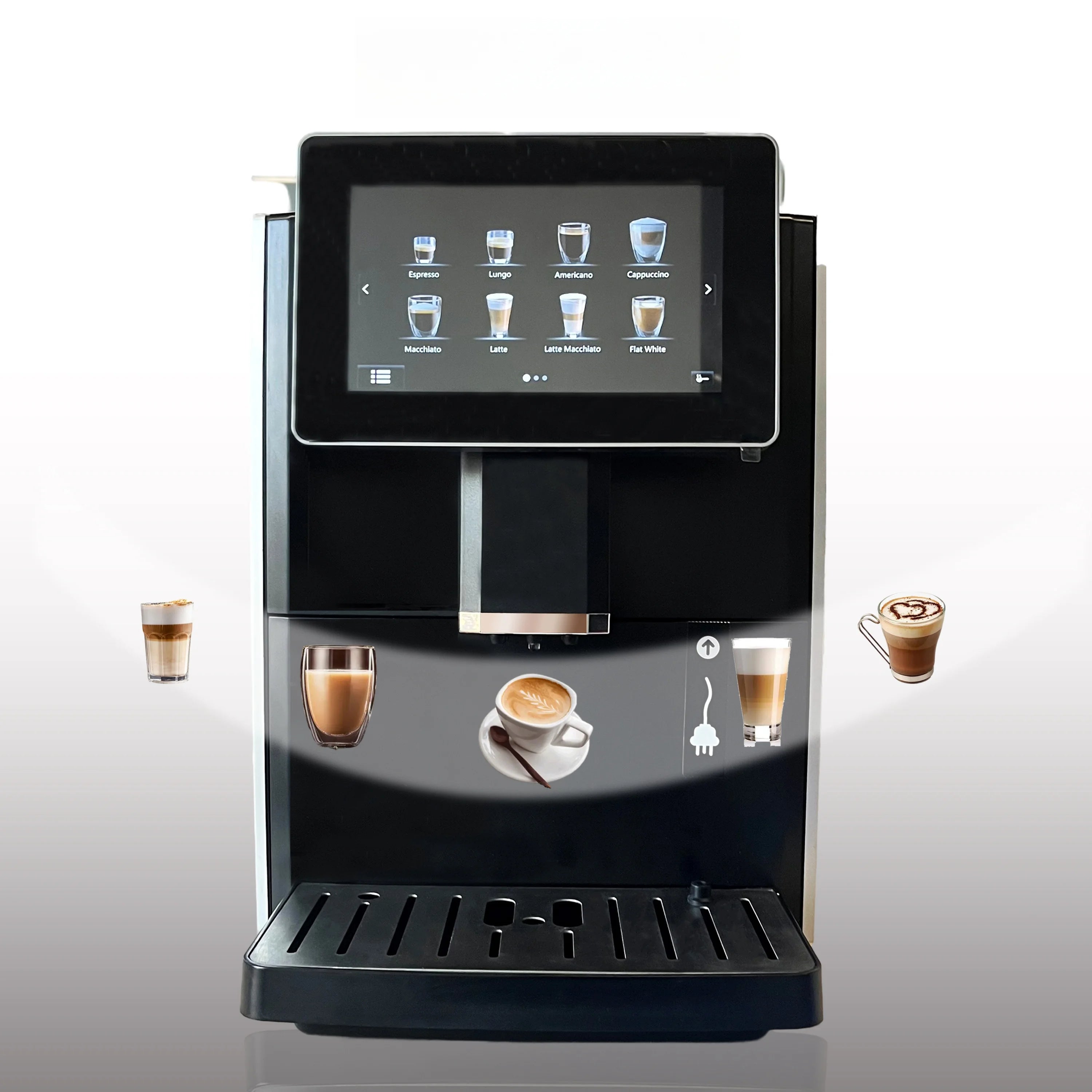 Automatic Coffee Machine 220V EU Plug Stainless Steel App-Controlled for Household & Hotel Use