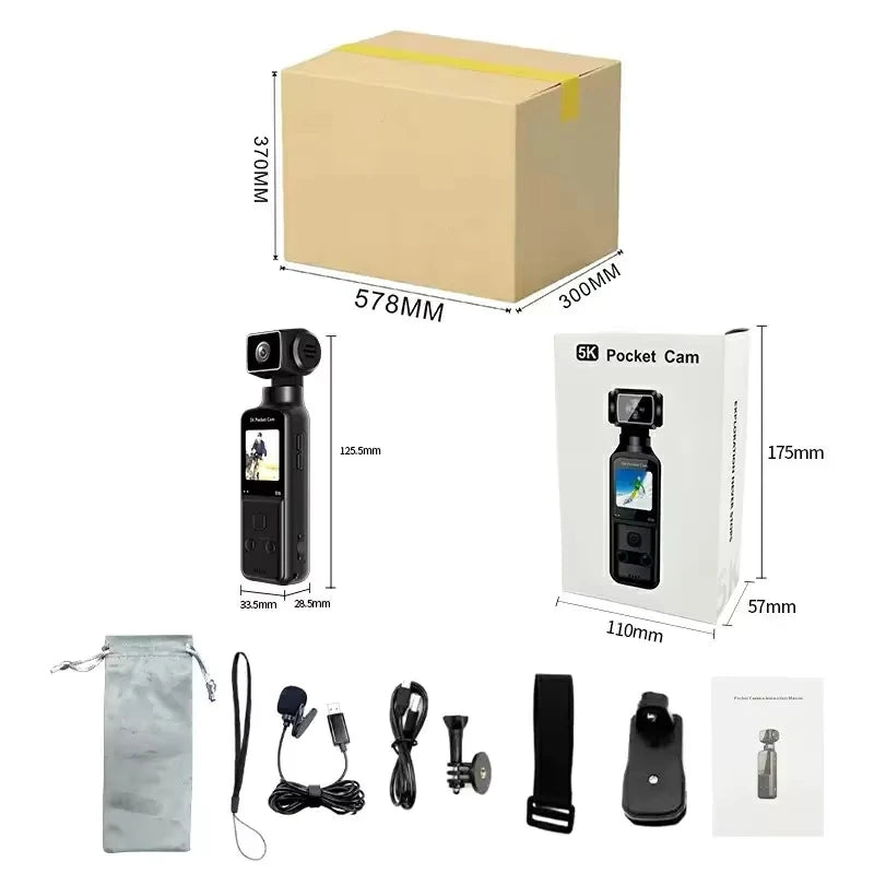 Mini 1.33" 4K EIS HD Anti-Shake 270° Rotation Waterproof Touch