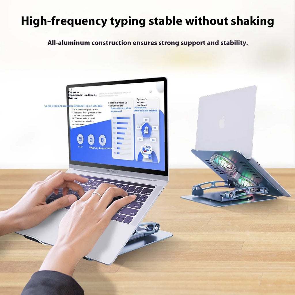Dual-Fan 360 Rotation Aluminum Adjustable Foldable Ergonomic  Laptop Stand with Cooling Fan Desktop Tablet PC Stands Bulk Order