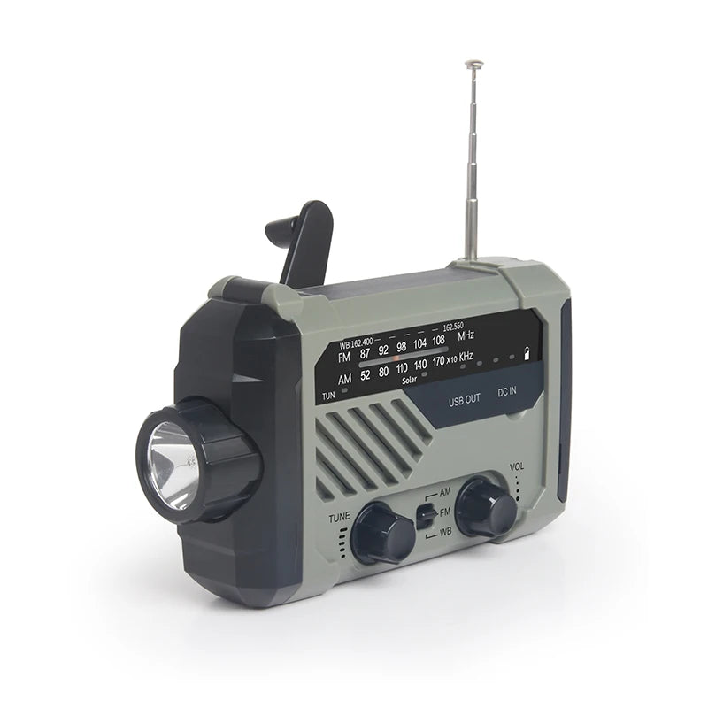 Factory Wholesale Solar Power Bank 2000Mah Emergency Crank Radio With Flashlight