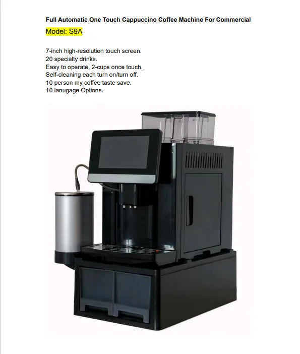 2025 Hot Sale Commercial Full Automatic Coffee Machine with with Grinder Cappuccino Latte Americano