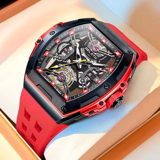 GELATU 6012 New Classic Watch Men Automatic Mechanical Waterproof Silicone Strap Wrist Watch Men Fashion Luxury Men's Watches
