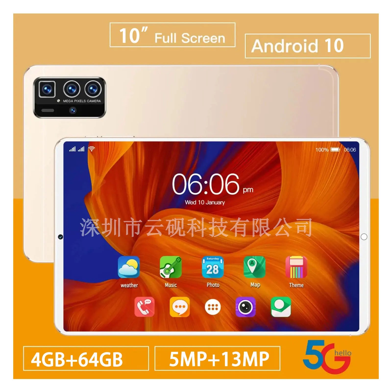 Factory New arrival 10 inch Tablets  Android 10 Quad Core dual sim Tablet Pc 4G 5G Lte Tablet