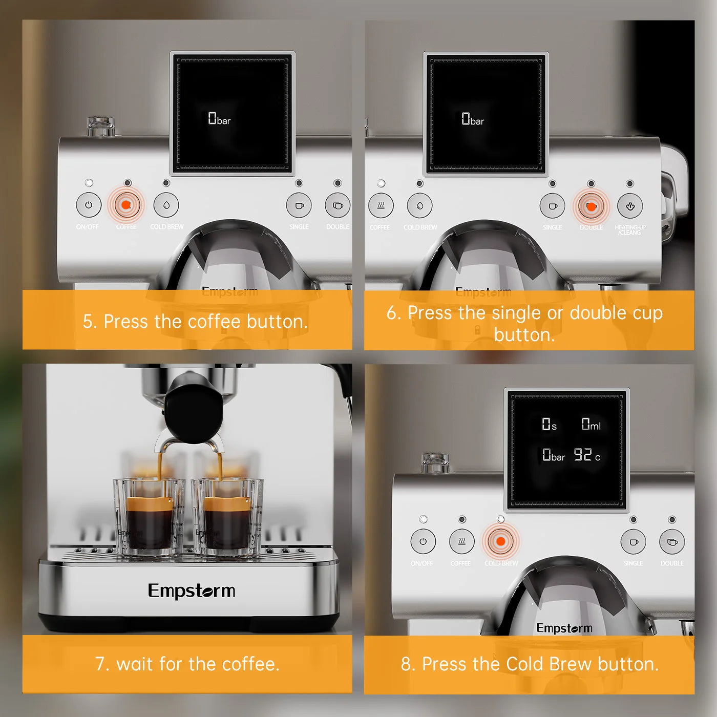 High Quality Aluminum Semi Automatic Coffee Machine Electric Espresso Maker Cold Brew Household & Hotel Use EU/US Stock
