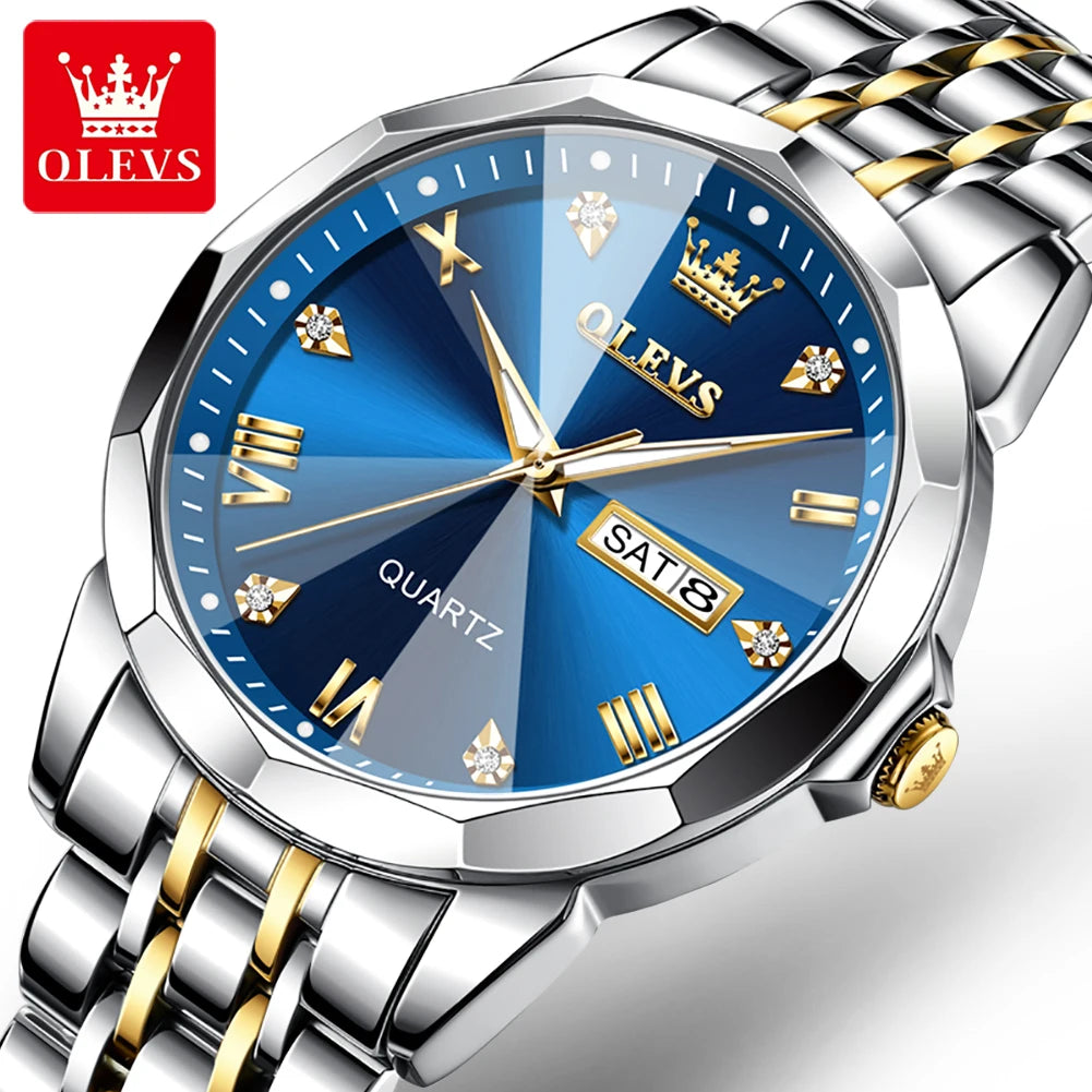 Hot OLEVS 9931 Men's Watches Rhombus Mirror Original Quartz Watch for Man Waterproof Luminous Stainless Steel Smartwatch Male