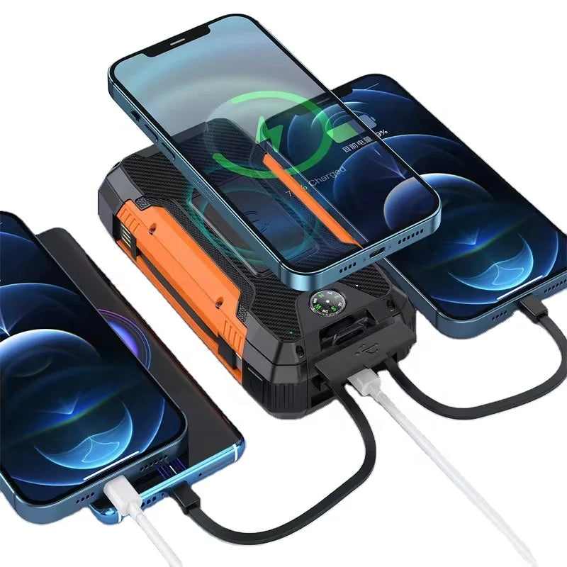 Newest Custom Outdoor High Capacity Wireless Fast Charging Solar Power Bank 20000mAh Waterproof Portable Charger