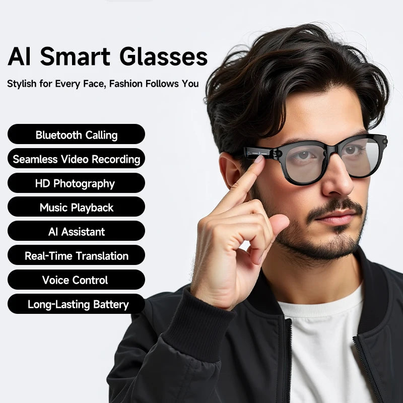 2025 AI Smart Glasses M89 Intelligent Real Time Translation Music Playback BT Calling Wifi High Pixel Camera Sunglasses