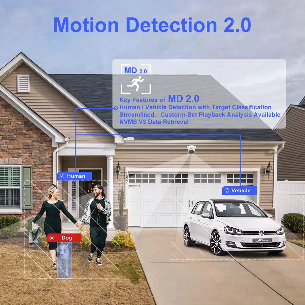 US shipment 4k turret smart camera dual-light human/vehicle detection built in mic poe ip camera h.265+ security camera