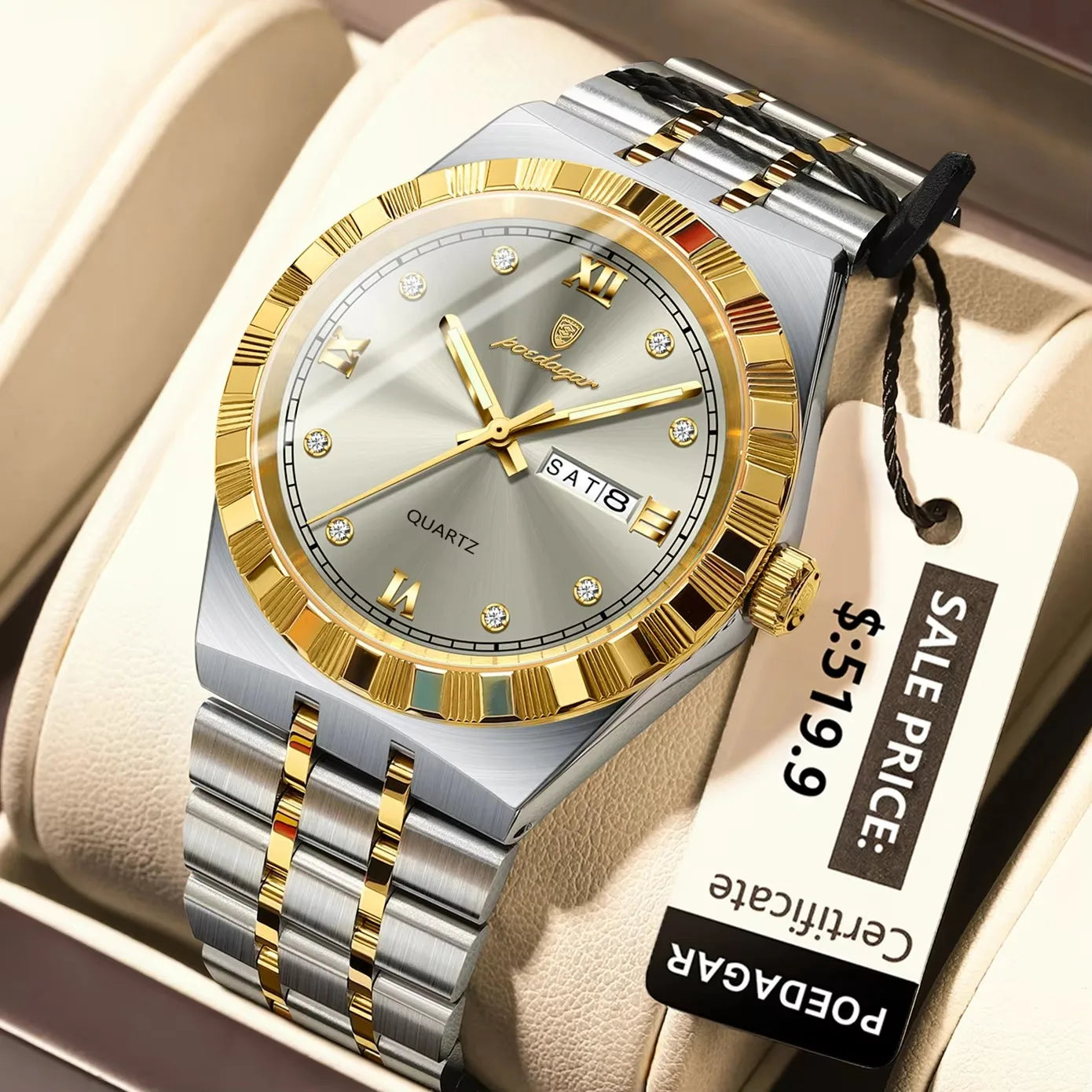 POEDAGAR 872 New Arrival Quartz Date Man Wristwatch Fashion Men Watch Luminous Waterproof Stainless Steel Men's Watches Reloj