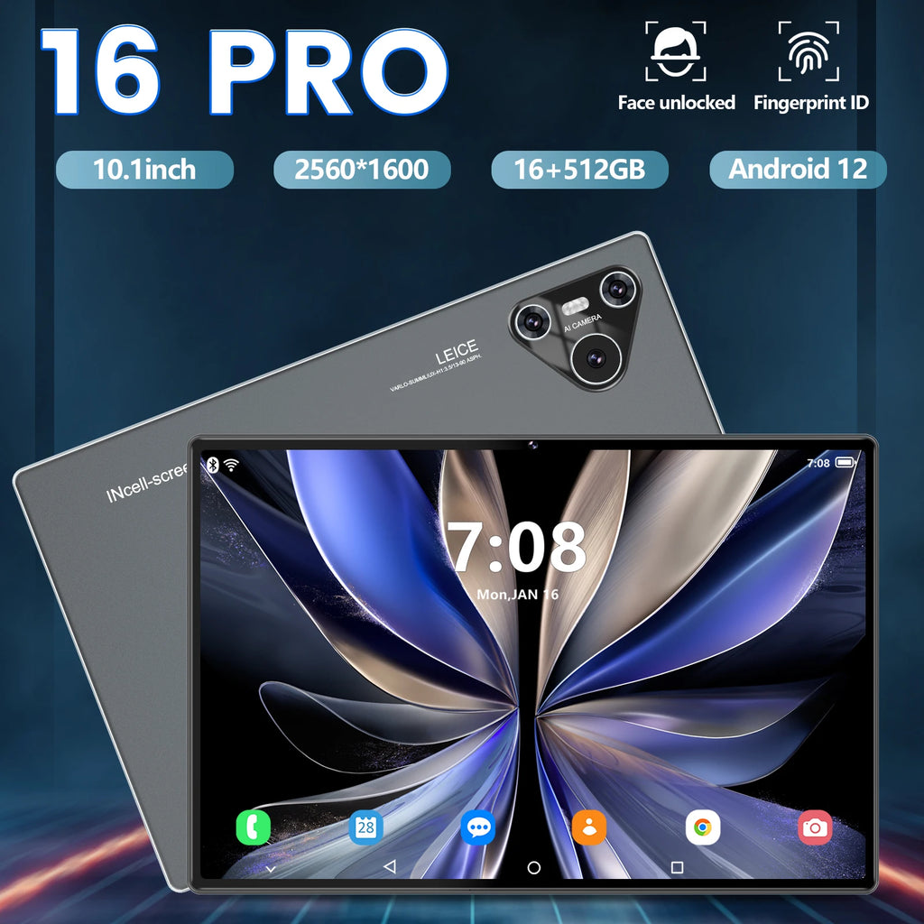 Dual Sim+sd Expandable Pad 16 Pro 5g 10.1'' 2560*1600 16gb+1tb 10000mah 8mp+16mp Android 14 Gps 8 Gen3 Tablet