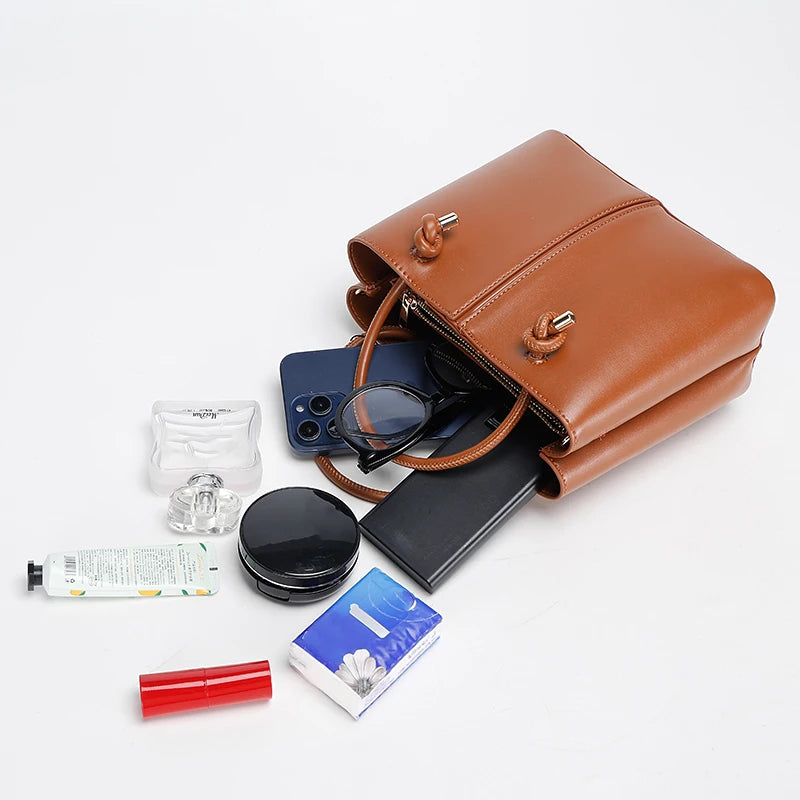 Head Layer Cowhide Leather Handbag Fashion Leather Women's Shoulder Ladies Hand Bags and Purses Women Handbags