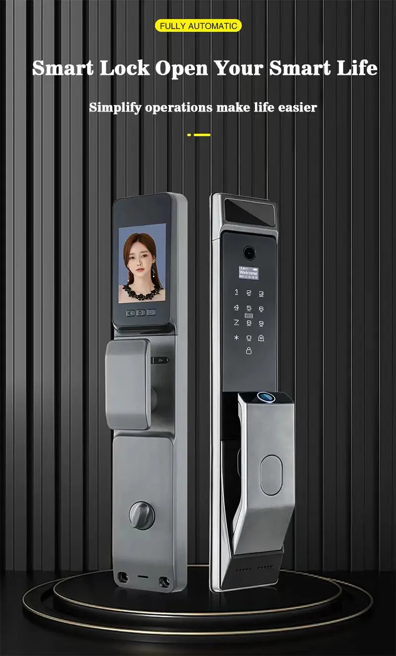 S914max 3D Face Door Lock Home Security Smart Camera Tuya  Wifi  Password Fingerprint RFID Card Aluminum Alloy Smart Door Lock