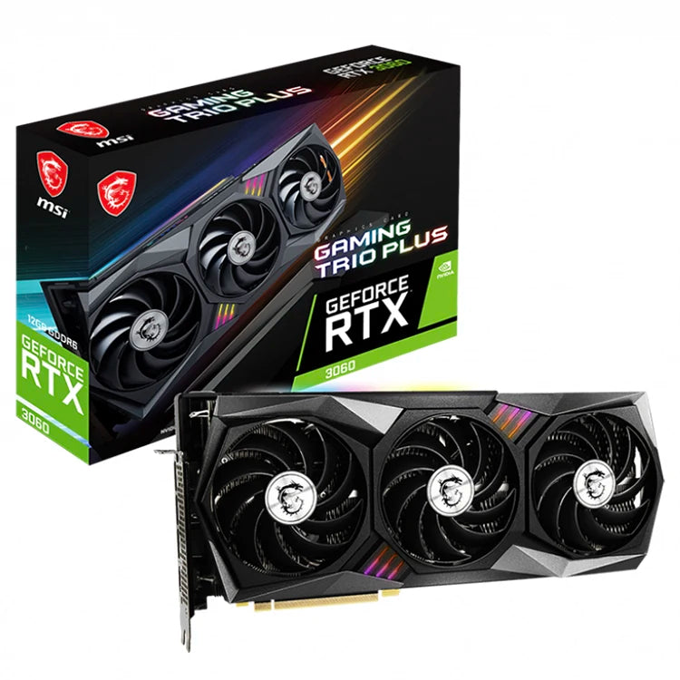 Used MS'I GeForce RTX 3060 GAMING TRIO PLUS 12G Gaming Graphics Card with GDDR6 12GB Memory Support 15 Gbps Memory Speed