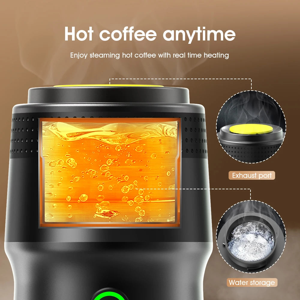 Rechargeable Fully Automatic Coffee Machine 20bar USB Portable Espresso Maker Plastic Housing 0.6L Water Tank Heating Function