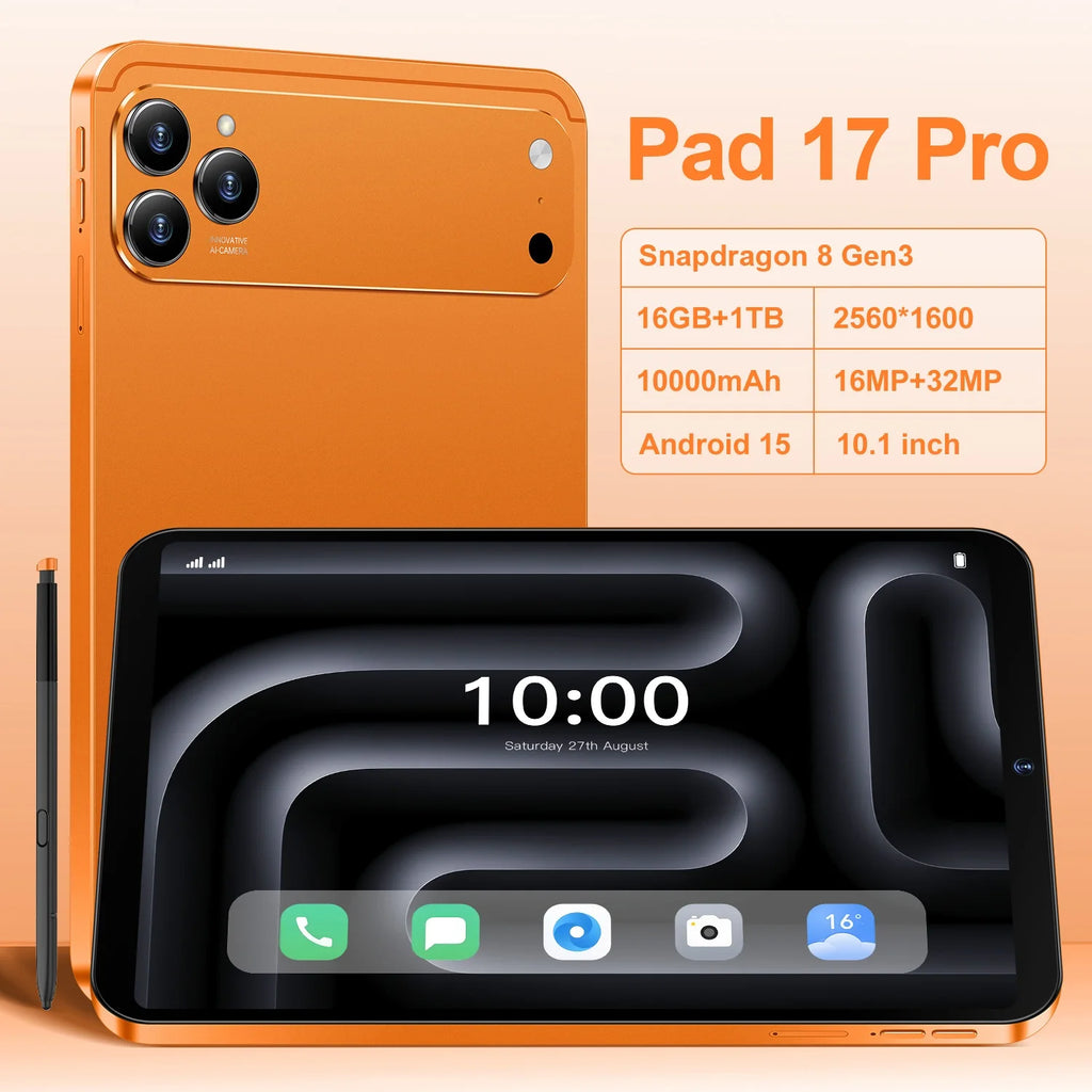 New Pad 17 Pro Educational Tablet PC 10.1" 2560x1600 Capacitive Screen 16GB Storage 5G/4G/3G/Wi-Fi Android 15 Dual Core 1.5GHz