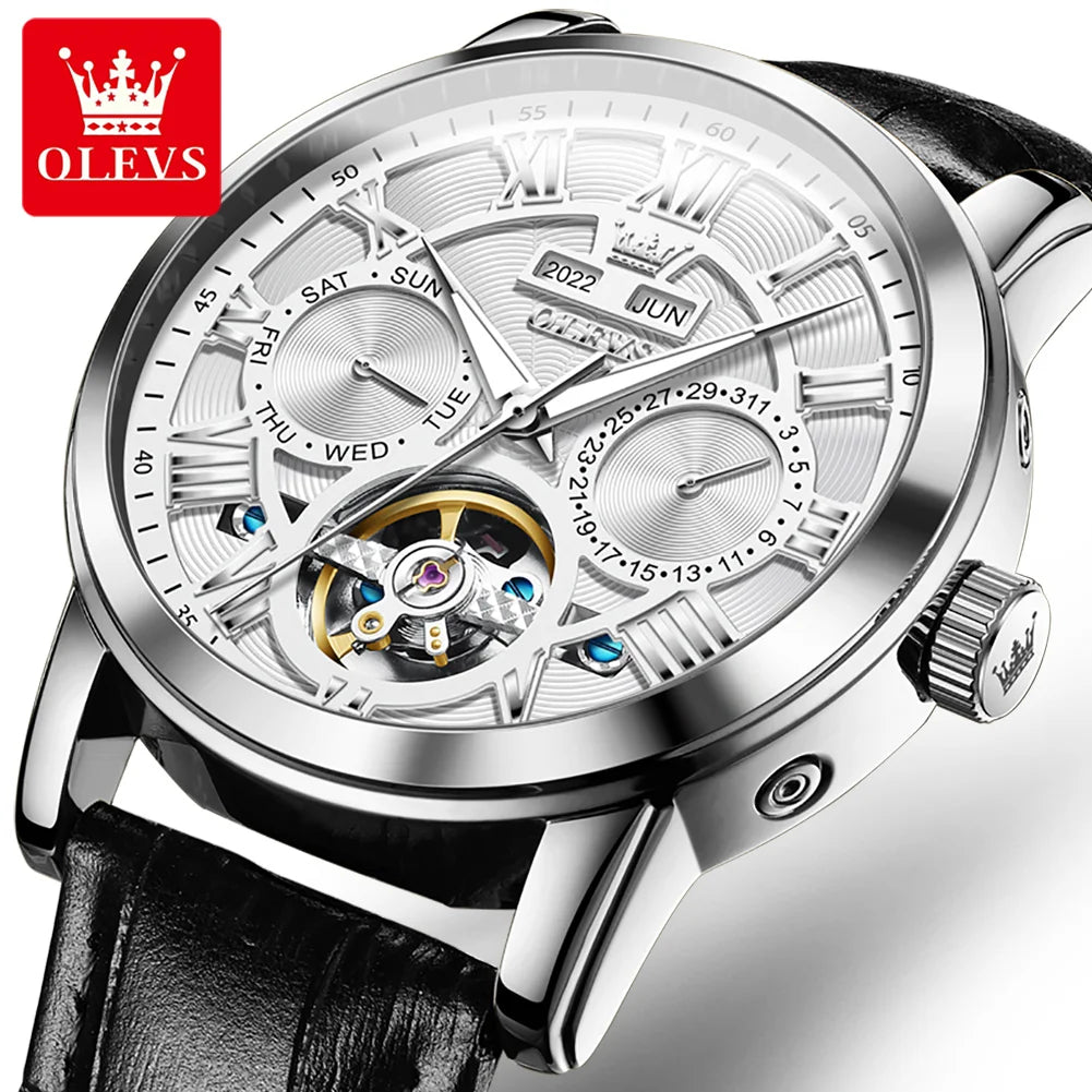 Hot OLEVS 6668 Men's Watches Original Quartz Watch Waterproof Luminous Stainless Steel Wristwatch Male Week Date Hours