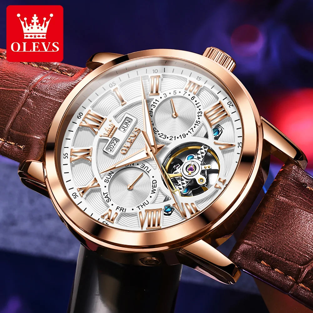 OLEVS 6668 Men's Watches Mirror Original Quartz Watch for Man Waterproof Luminous Stainless Steel Wristwatch Male Date Hours